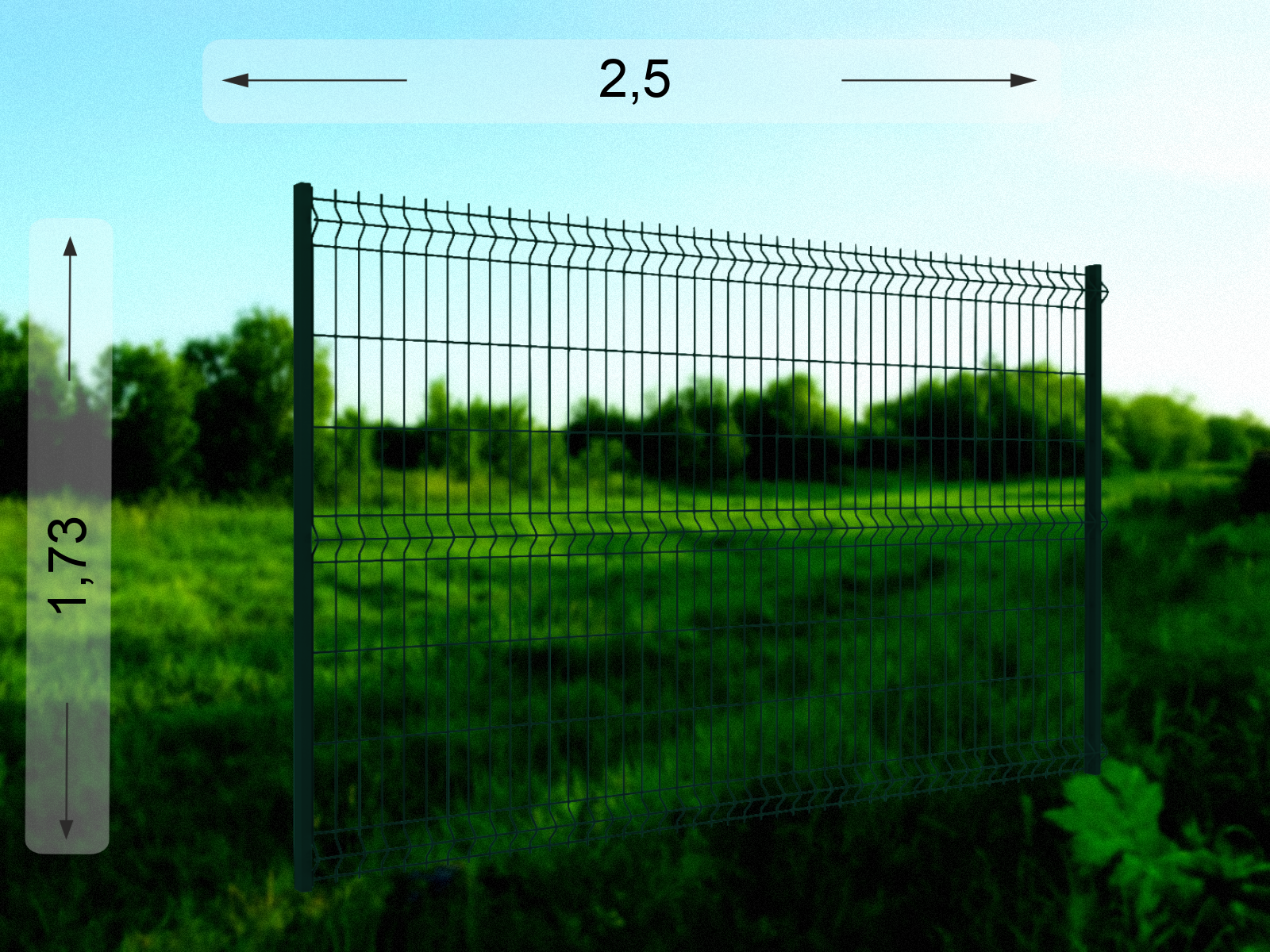 3D панель  2.5×1.73 м оцинкованная RAL 6005